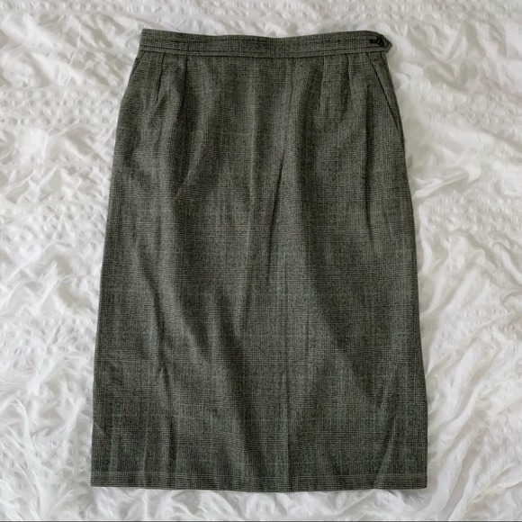 Vintage YSL Black Tweed Pencil Skirt Houndstooth Yves Saint Laurent 90s - Picture 2 of 13